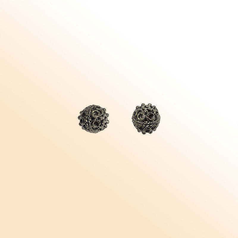 Black rhodium overlay copper decorative round bead handcrafted in India for retail jewelry designs