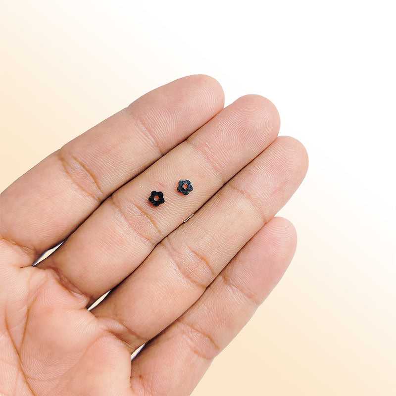 Black rhodium overlay copper flower spacer beads handcrafted in India for retail jewelry designs