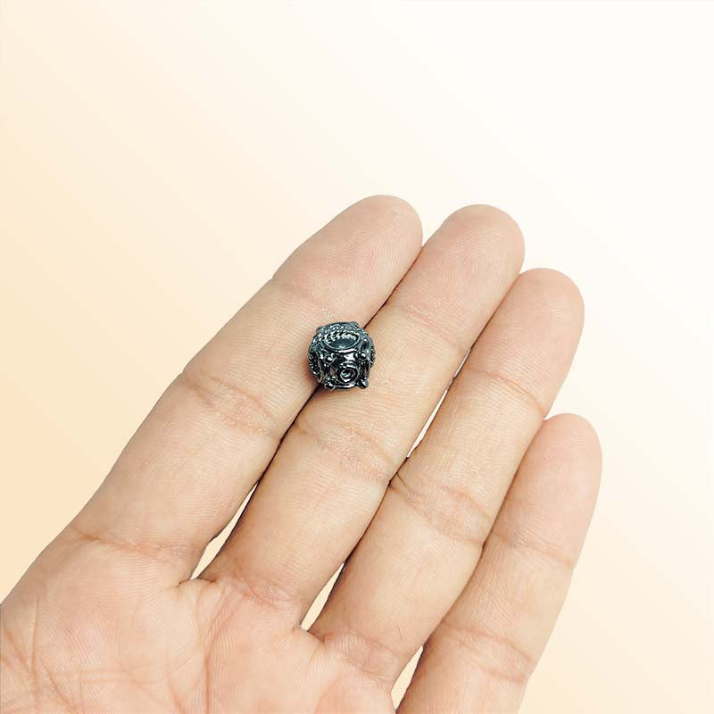 Black rhodium overlay copper square ornate bead handcrafted in India for retail jewelry designs