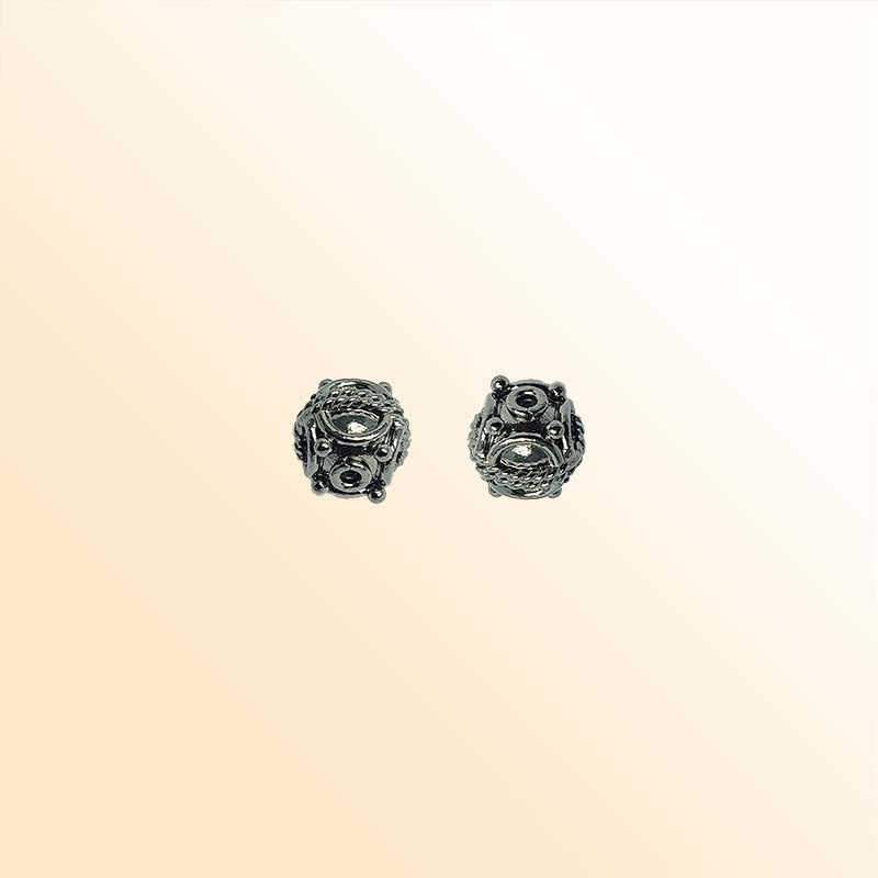 Black rhodium overlay copper square ornate bead handcrafted in India for retail jewelry designs