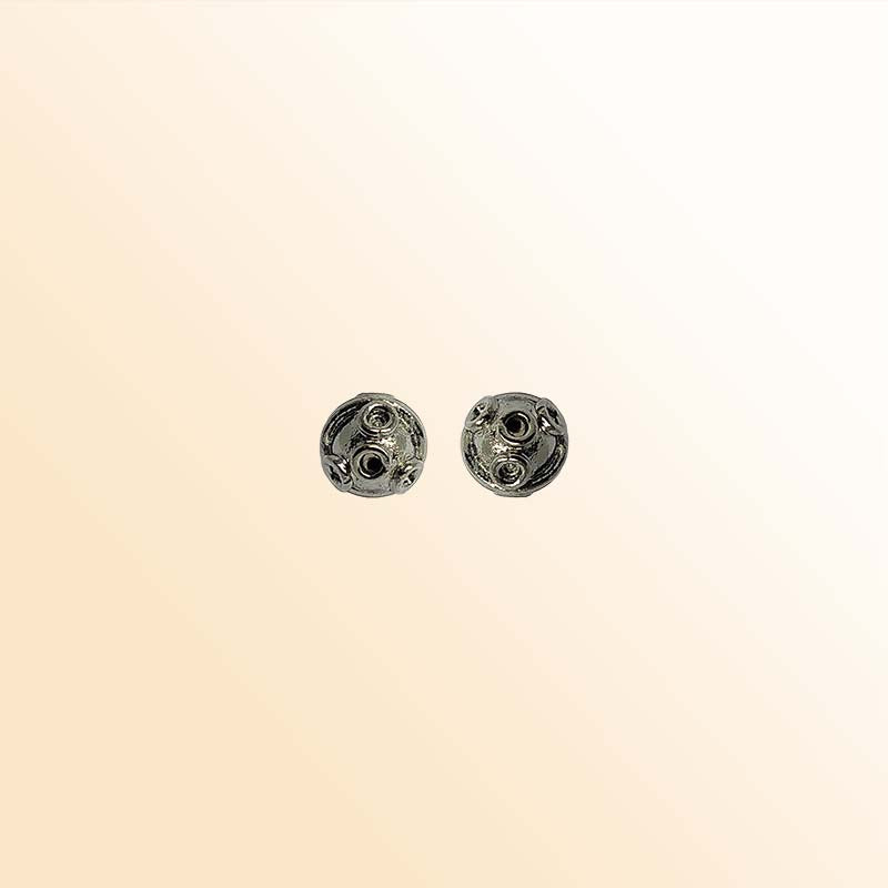 Black rhodium overlay copper studded round bead handcrafted in India for retail jewelry designs