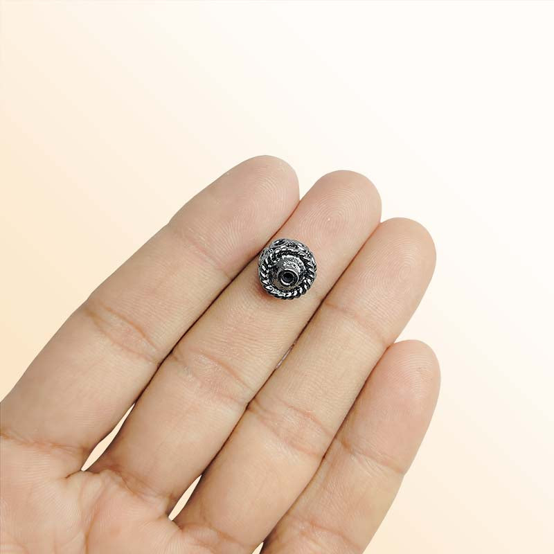 Black rhodium overlay copper rope textured round bead 10mm handcrafted in India for retail jewelry designs