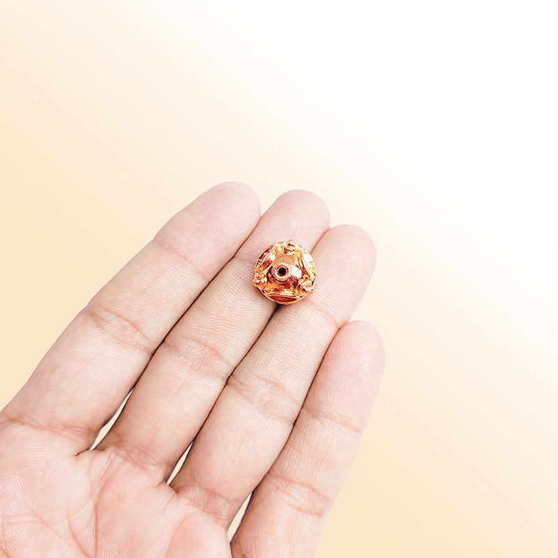 Modern rose gold overlay copper bead handcrafted in India for elegant jewelry designs