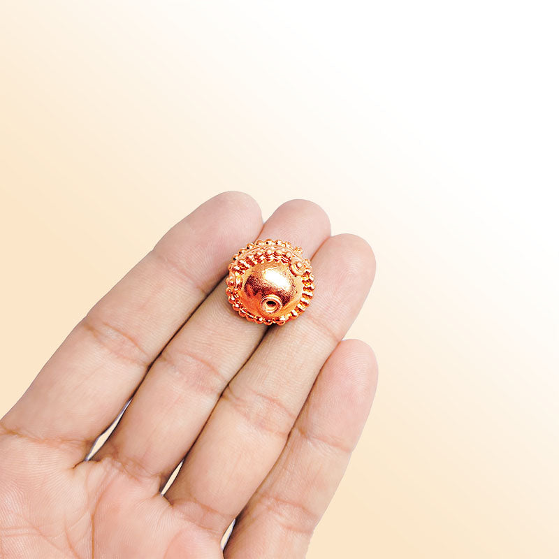 Elegant rose gold overlay copper beaded bead handcrafted in India for jewelry designs