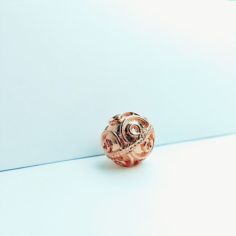 Statement rose gold overlay copper geometric bead handcrafted in India for jewelry designs