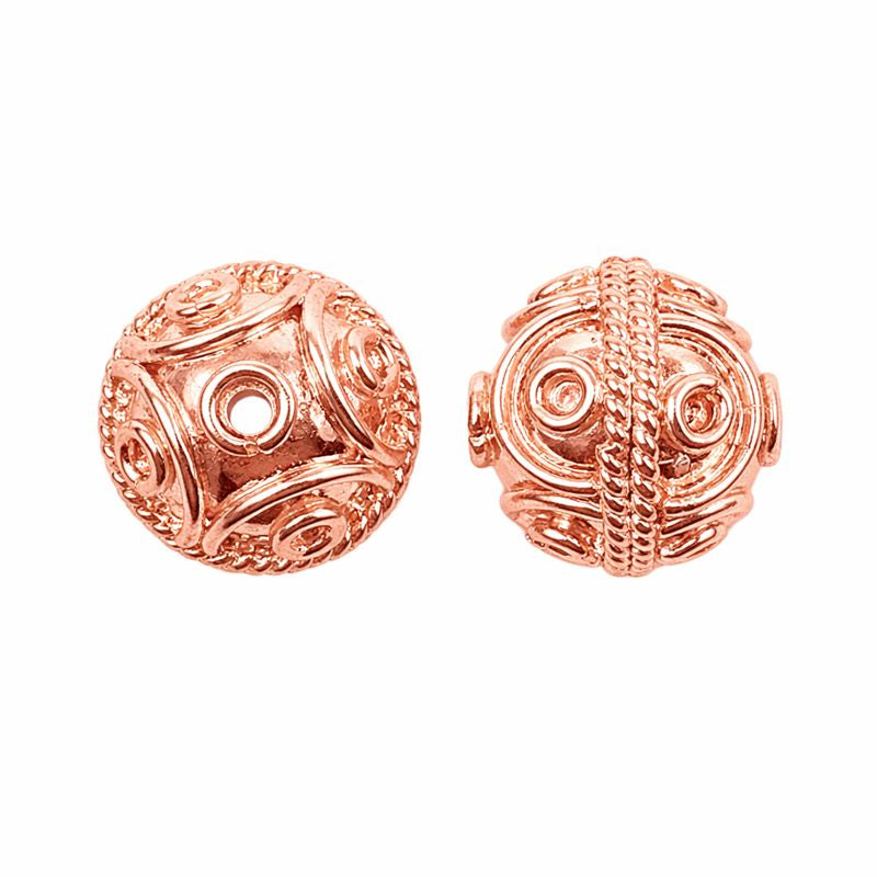 Statement rose gold overlay copper geometric bead handcrafted in India for jewelry designs