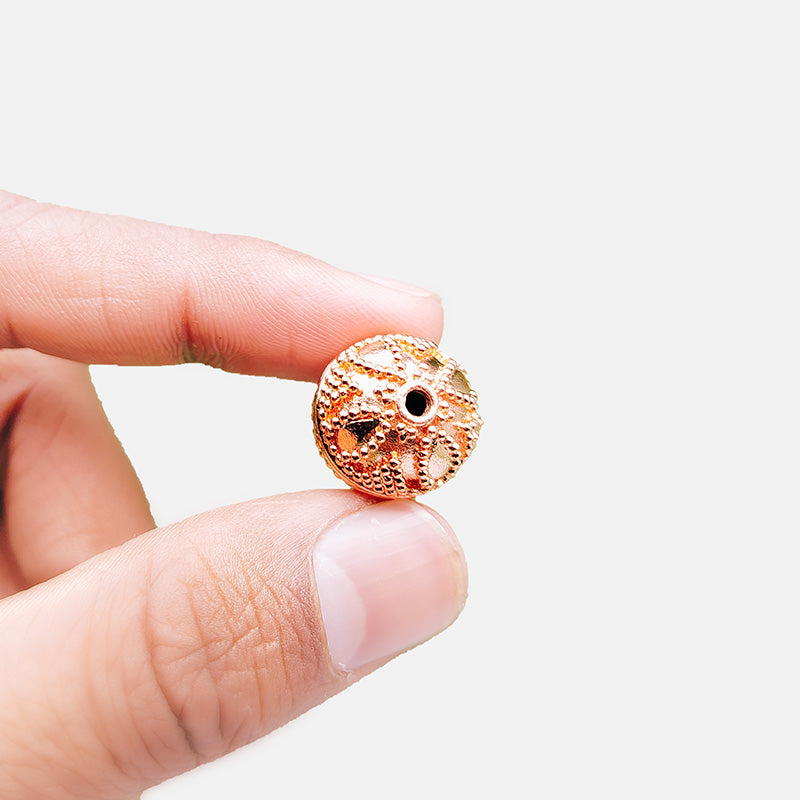 Textured rose gold overlay copper granulated bead handcrafted in India for jewelry designs