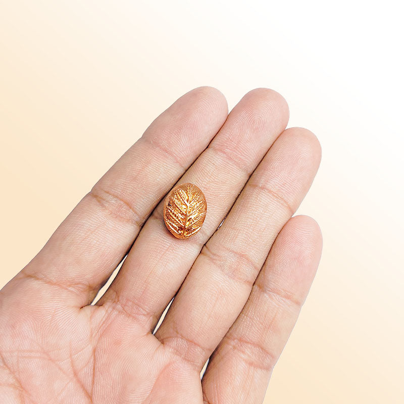 Nature inspired rose gold overlay copper leaf bead handcrafted in India for jewelry designs