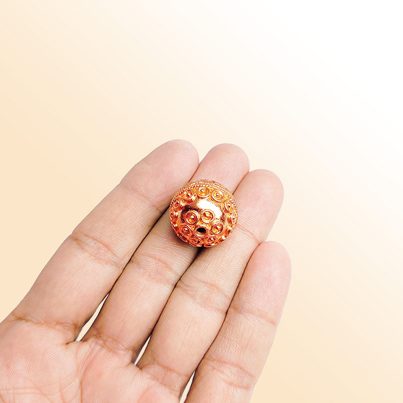 Elegant rose gold overlay copper rosette bead handcrafted in India for jewelry designs