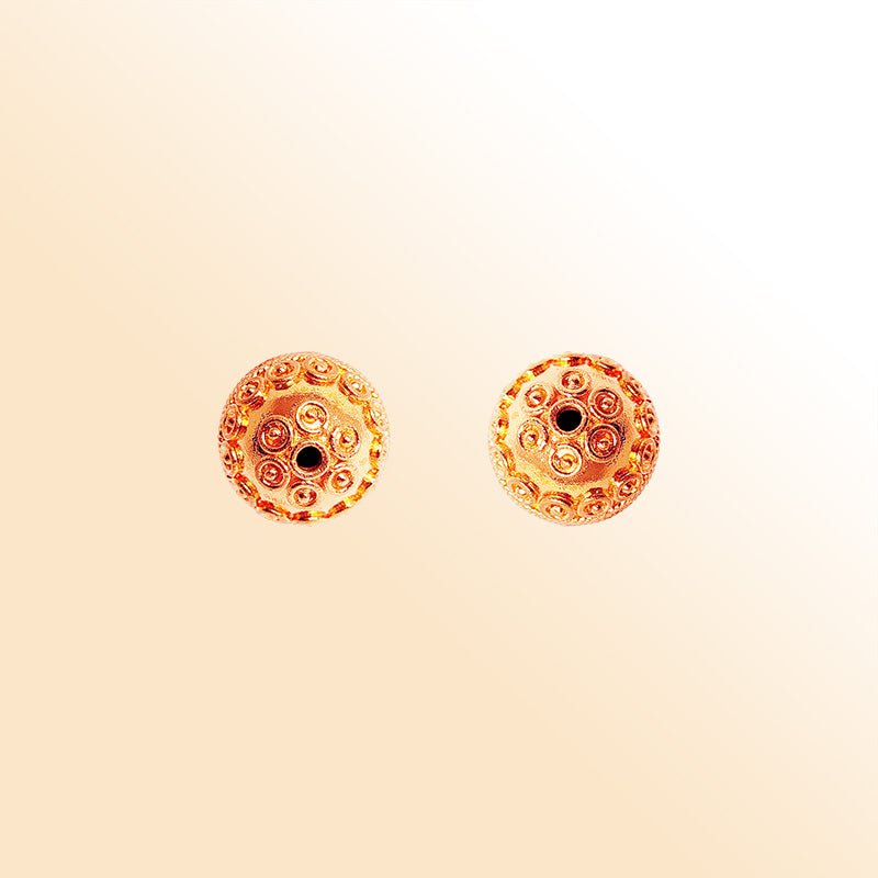 Elegant rose gold overlay copper rosette bead handcrafted in India for jewelry designs