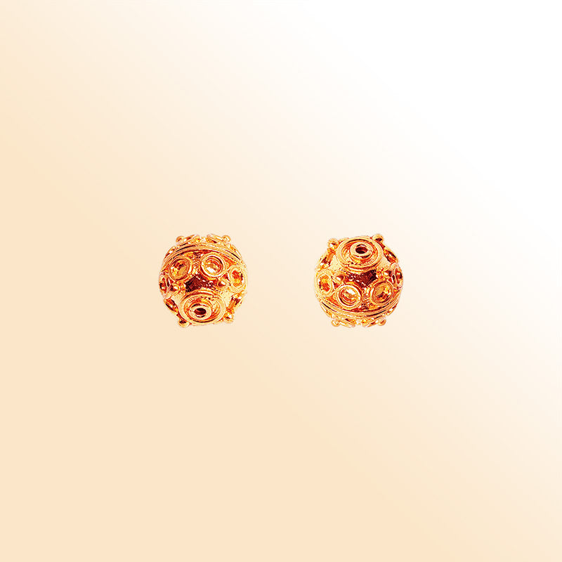 Classic rose gold overlay copper concentric bead handcrafted in India for jewelry designs
