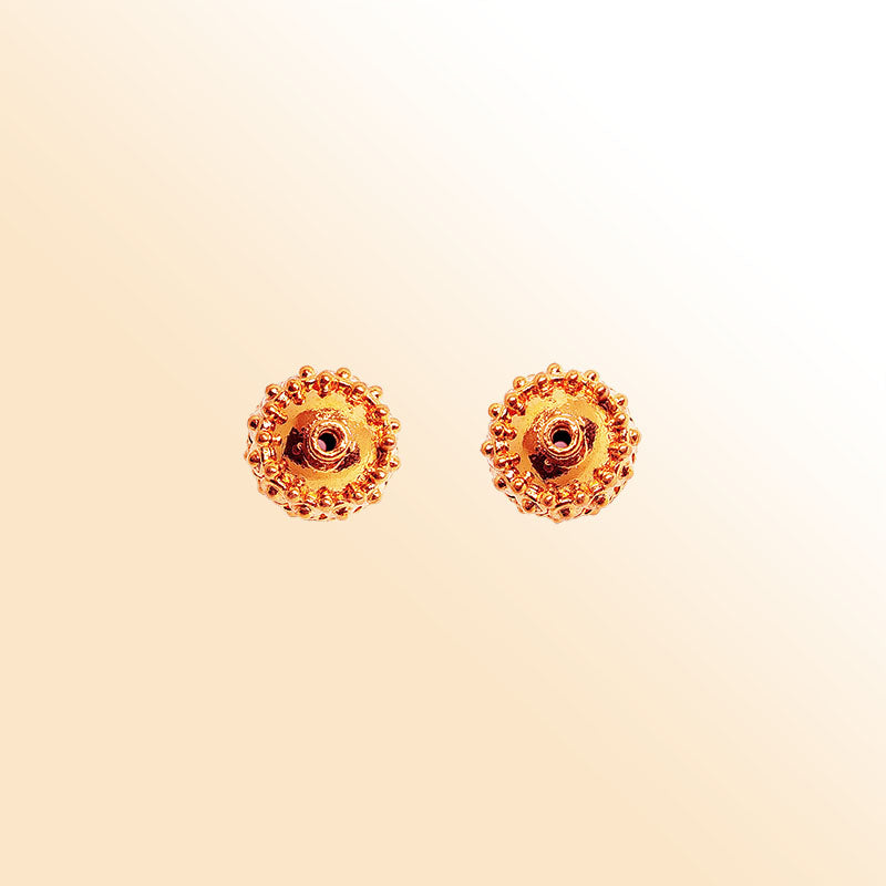 Rose Gold beaded round jewelry bead with textured design handcrafted in India for retail jewelry making