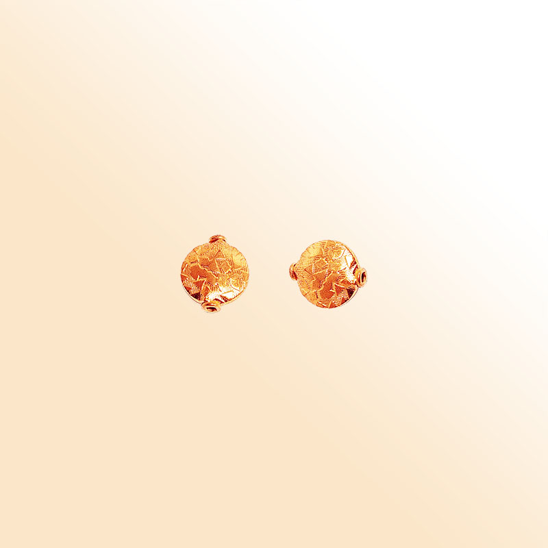 Rose gold artisan bead with textured design handmade in India for jewelry making