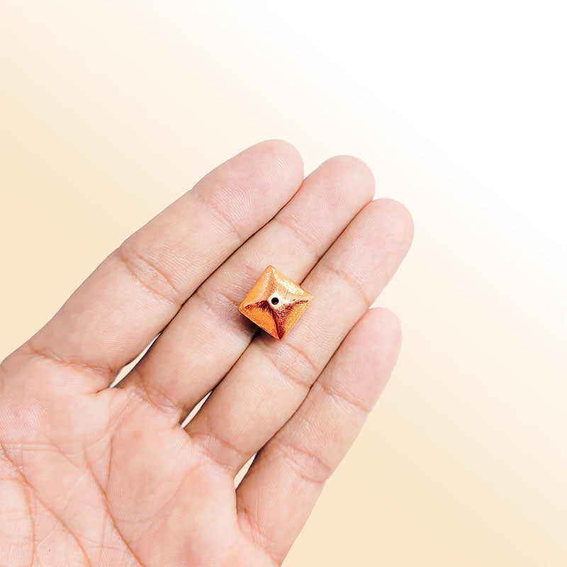 Handcrafted rose gold overlay copper square pyramid accent made in India with brushed finish