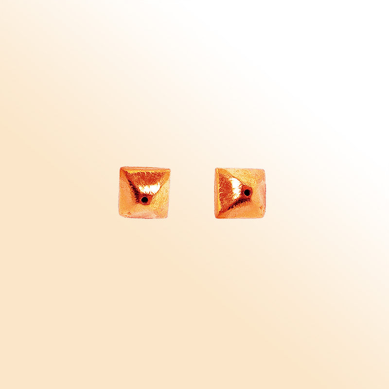 Handcrafted rose gold overlay copper square pyramid accent made in India with brushed finish