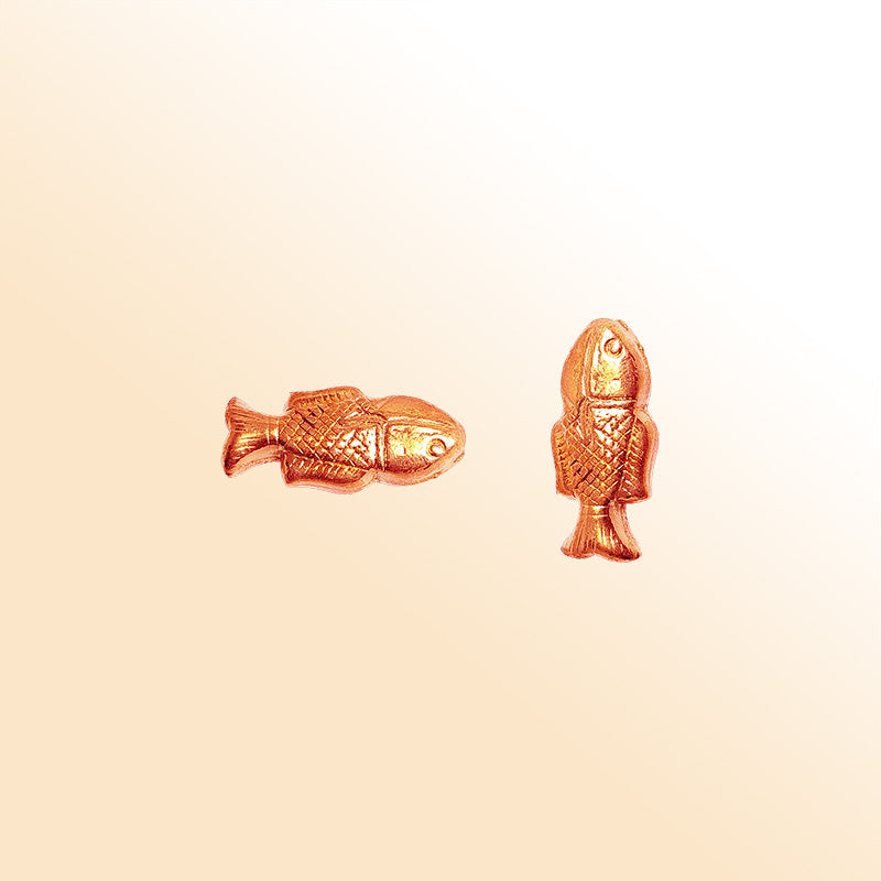 Handcrafted rose gold overlay copper fish accent made in India with engraved detailing