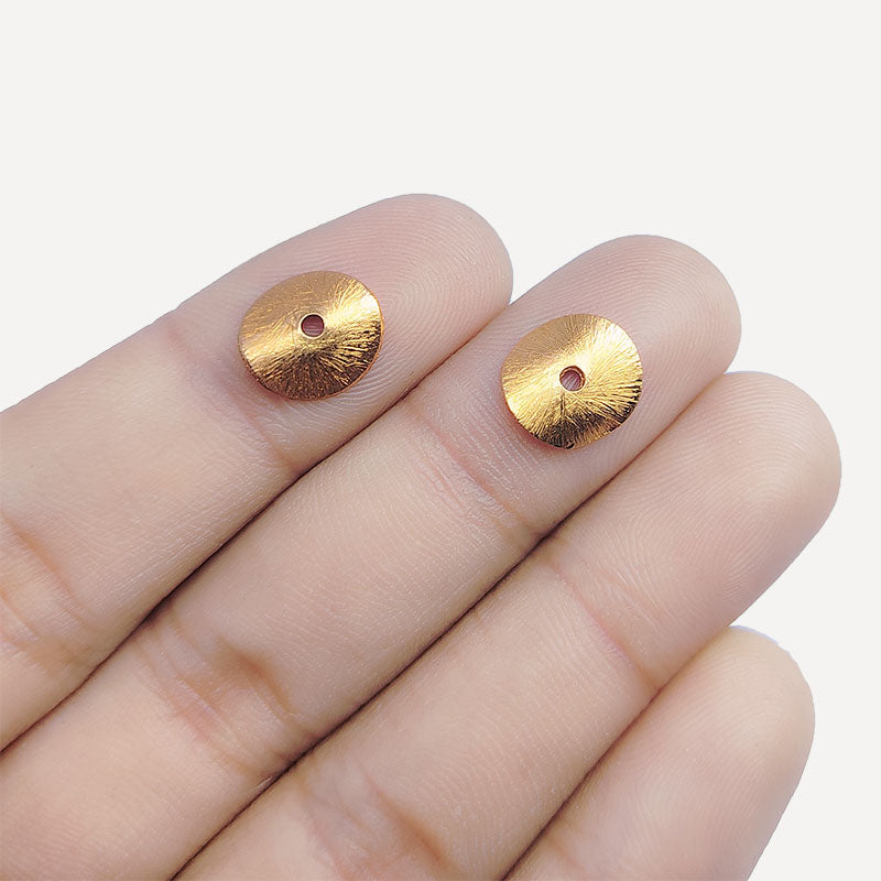 Handcrafted rose gold overlay copper textured disc made in India with brushed finish