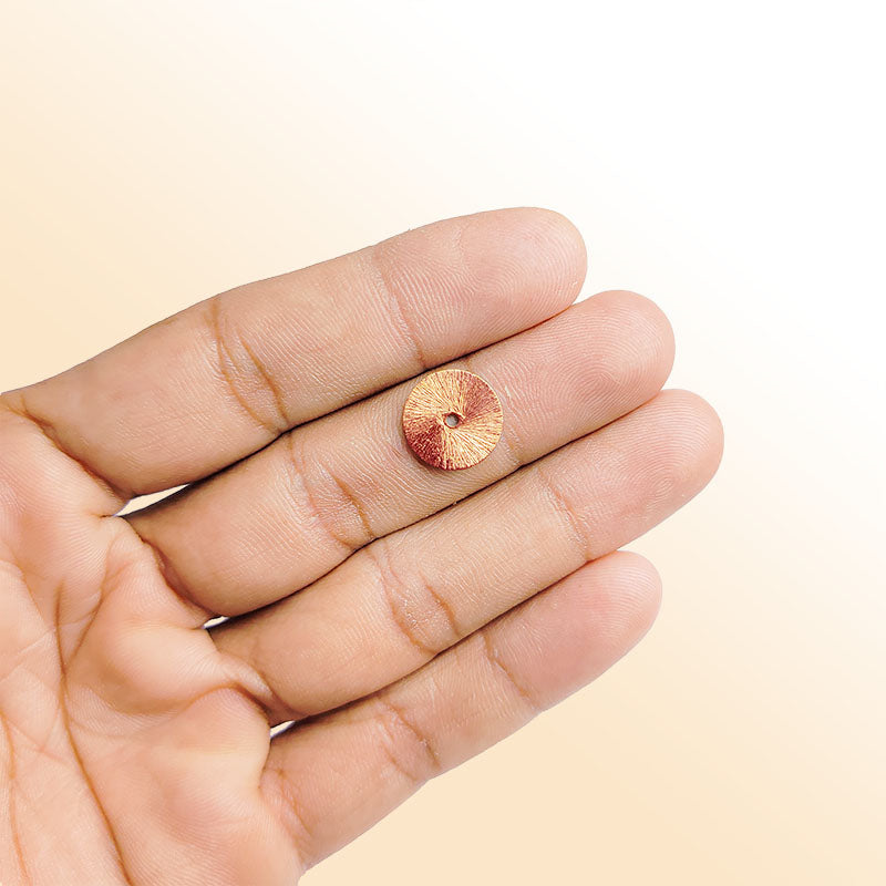 Handcrafted rose gold overlay copper wide round washer disc made in India with brushed finish