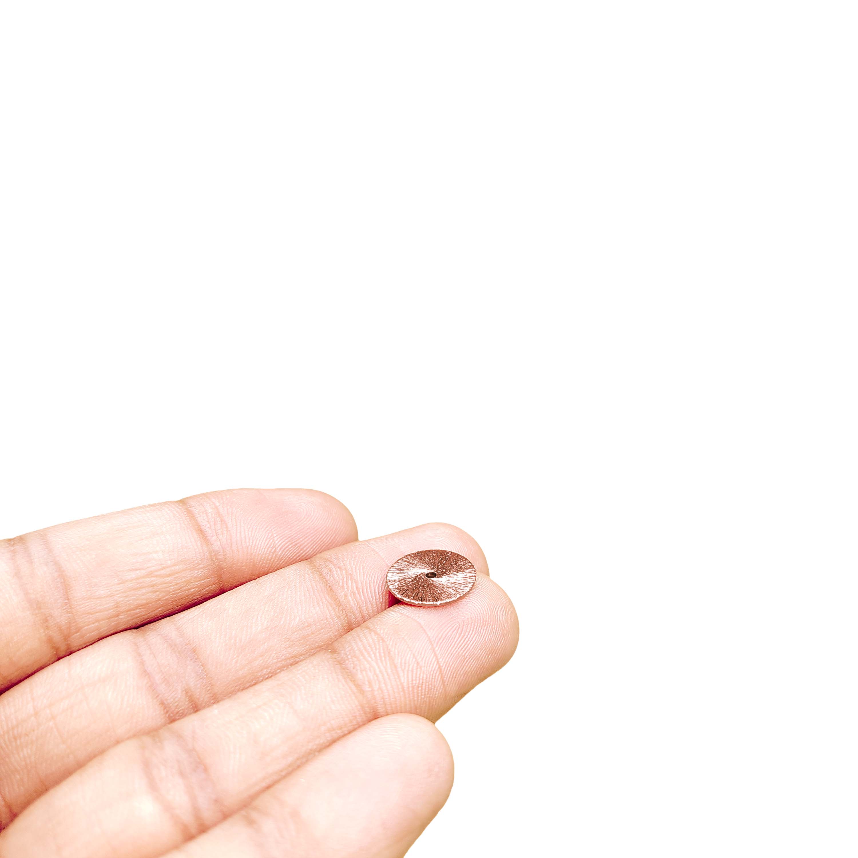 Handcrafted rose gold overlay copper wide round washer disc made in India with brushed finish