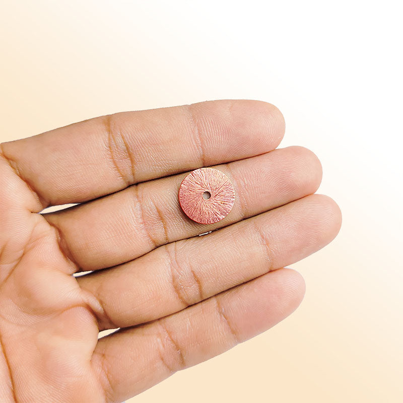 Handcrafted rose gold overlay copper wide round washer disc made in India with brushed finish