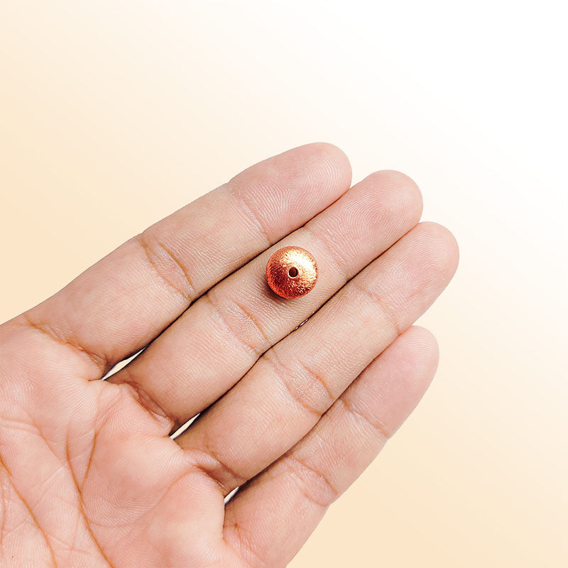 Handcrafted rose gold overlay copper flat domed spacer made in India with brushed finish