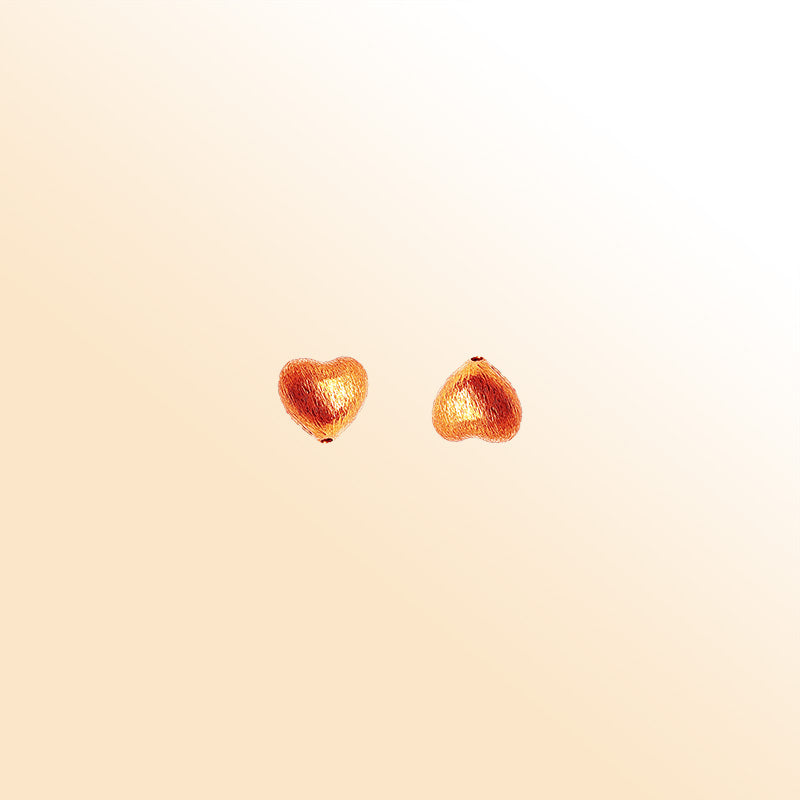 Handcrafted rose gold overlay copper heart bead made in India with brushed finish