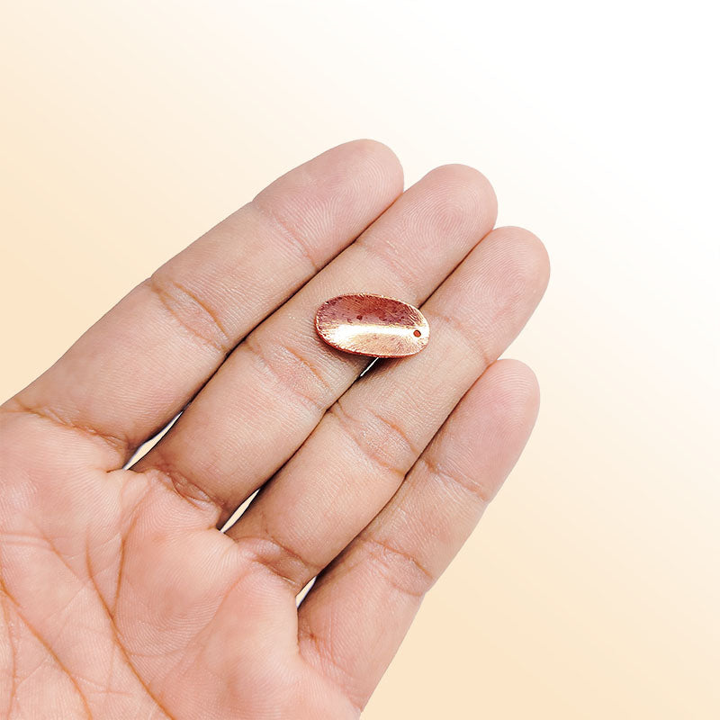 Handcrafted rose gold overlay copper elongated oval pendant made in India with brushed finish
