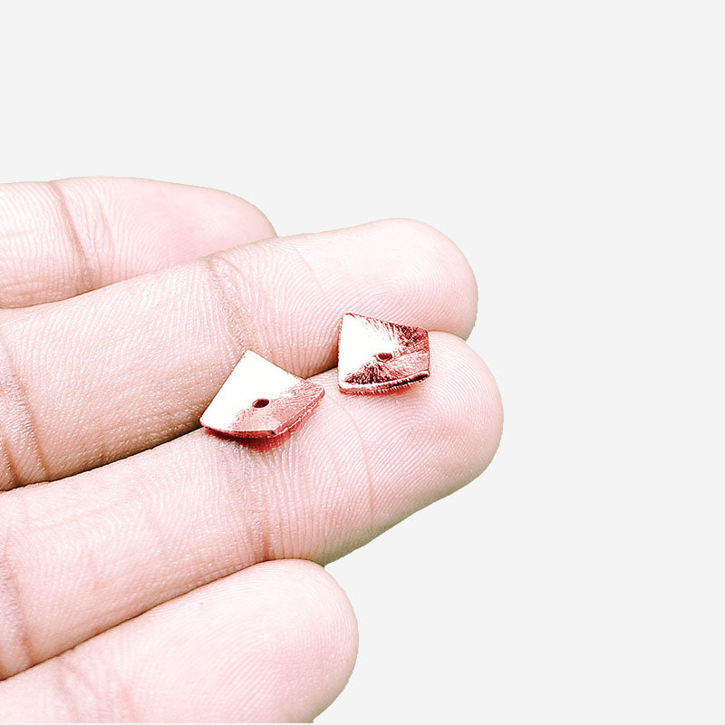 Handcrafted rose gold overlay copper diamond square charm made in India with brushed finish