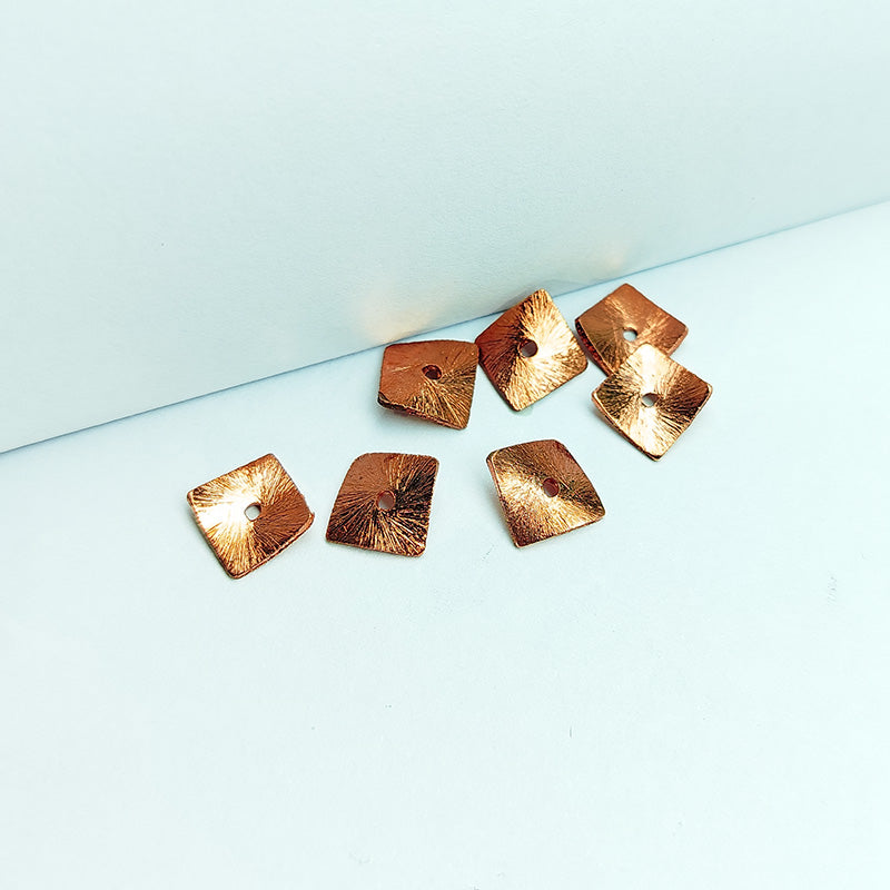 Handcrafted rose gold overlay copper diamond square charm made in India with brushed finish