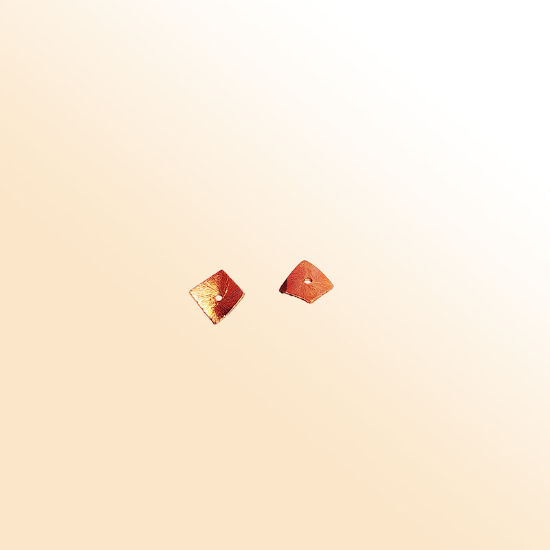Handcrafted rose gold overlay copper diamond square charm made in India with brushed finish