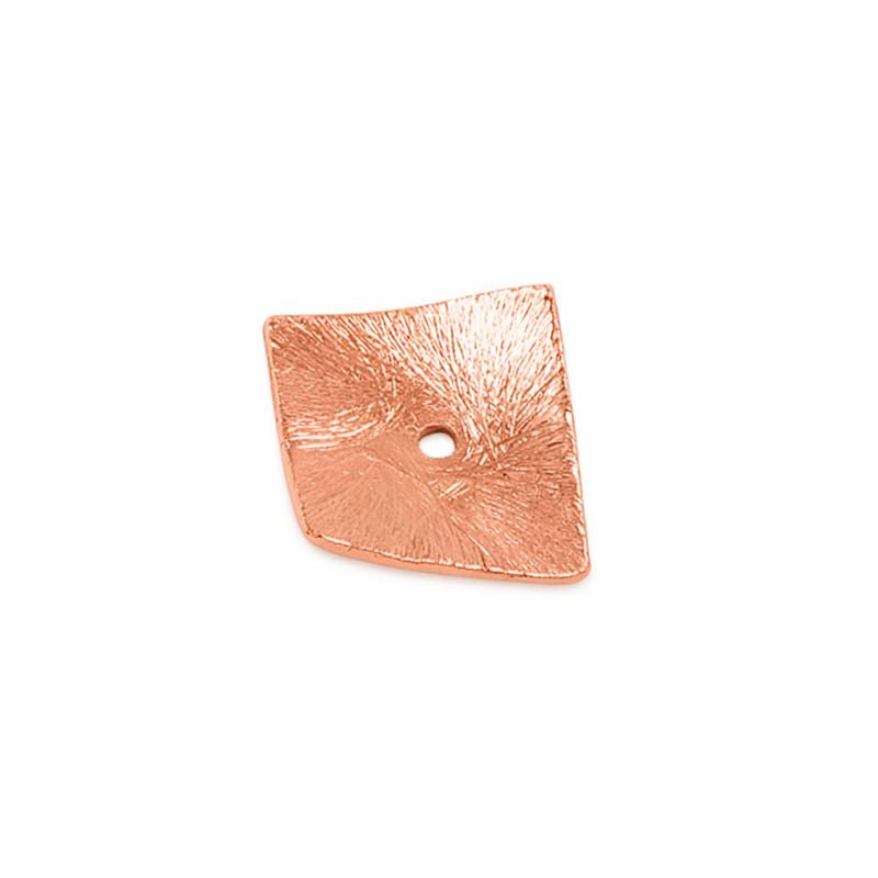 Handcrafted rose gold overlay copper diamond square charm made in India with brushed finish