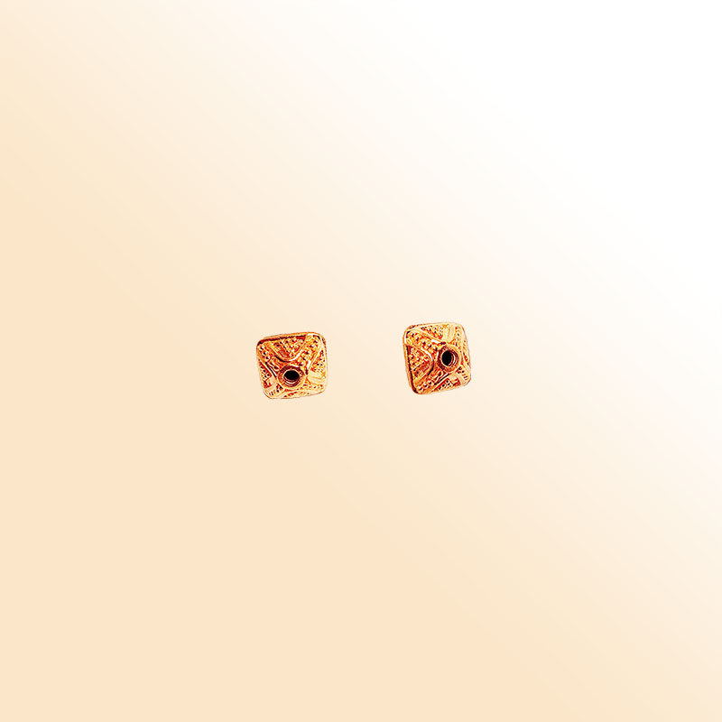 Handcrafted rose gold overlay copper decorative square bead made in India with textured finish