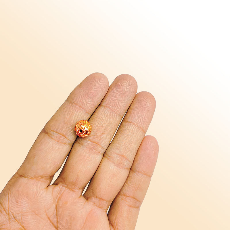 Handcrafted rose gold overlay copper granulated flower bead made in India with textured finish