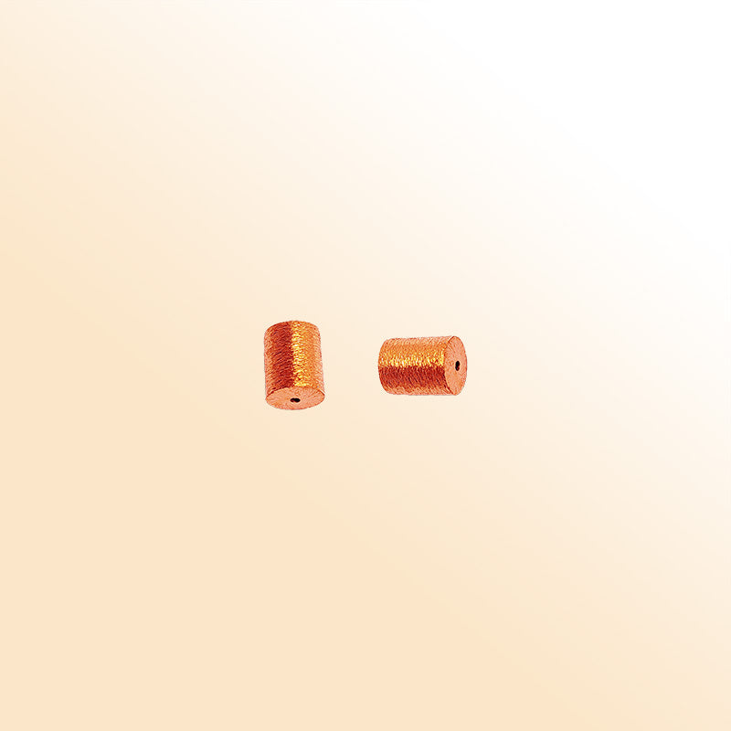 Rose Gold artisan cylinder bead handcrafted in India with textured copper finish for jewelry making