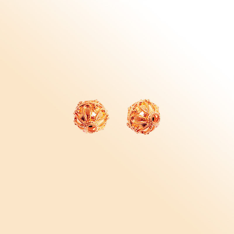 Decorative rose gold overlay copper bead handcrafted in India for retail jewelry making