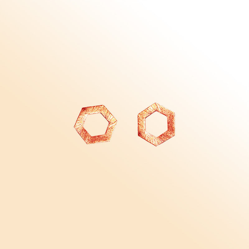 Rose gold overlay copper hexagon component handcrafted in India for retail jewelry making