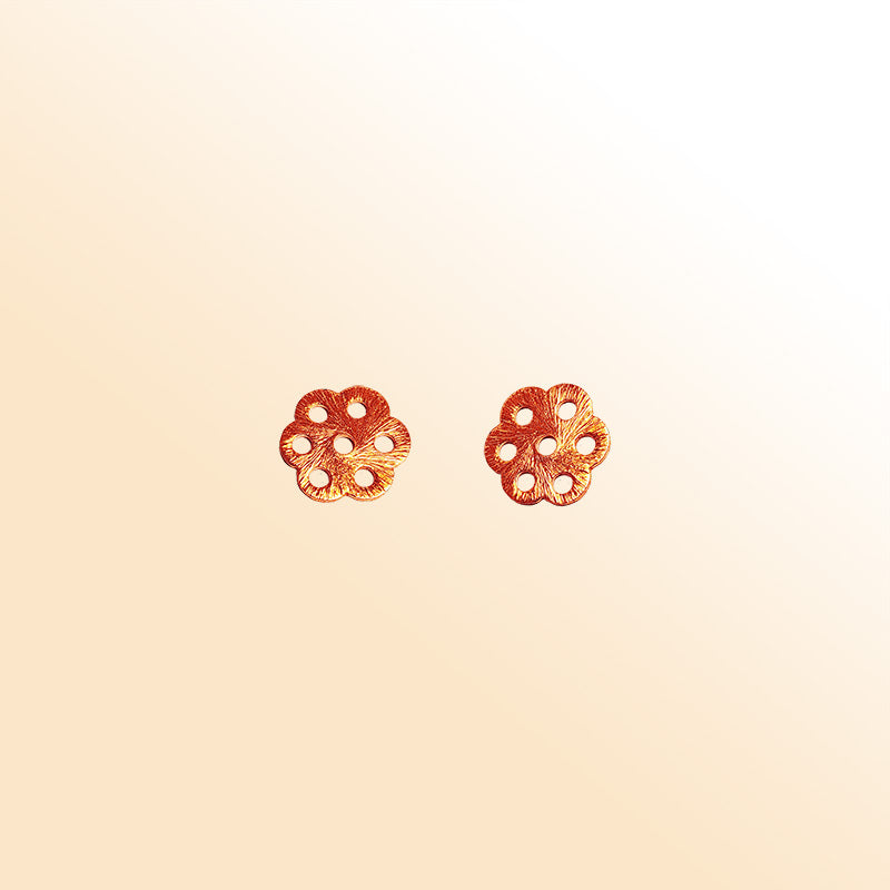 Rose gold overlay copper floral spacer handcrafted in India for retail jewelry making