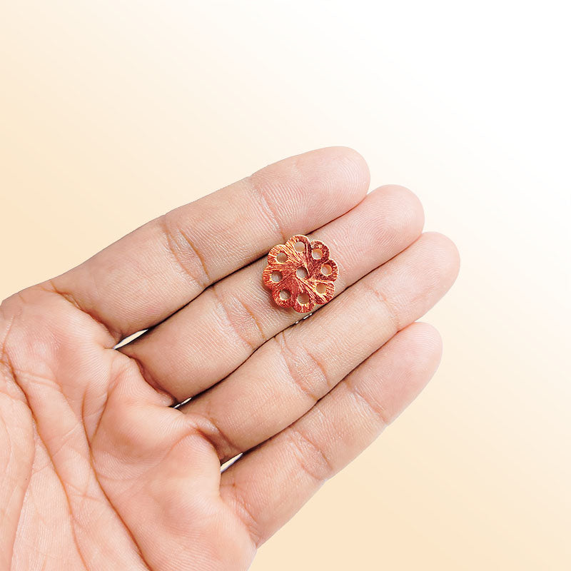 Rose gold overlay copper floral spacer handcrafted in India for retail jewelry making