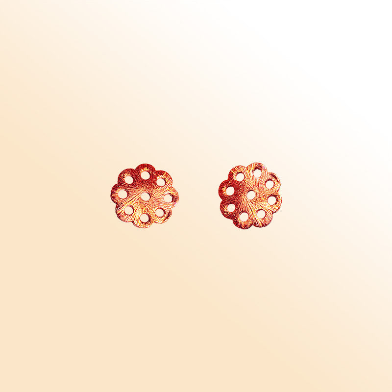 Rose gold overlay copper floral spacer handcrafted in India for retail jewelry making