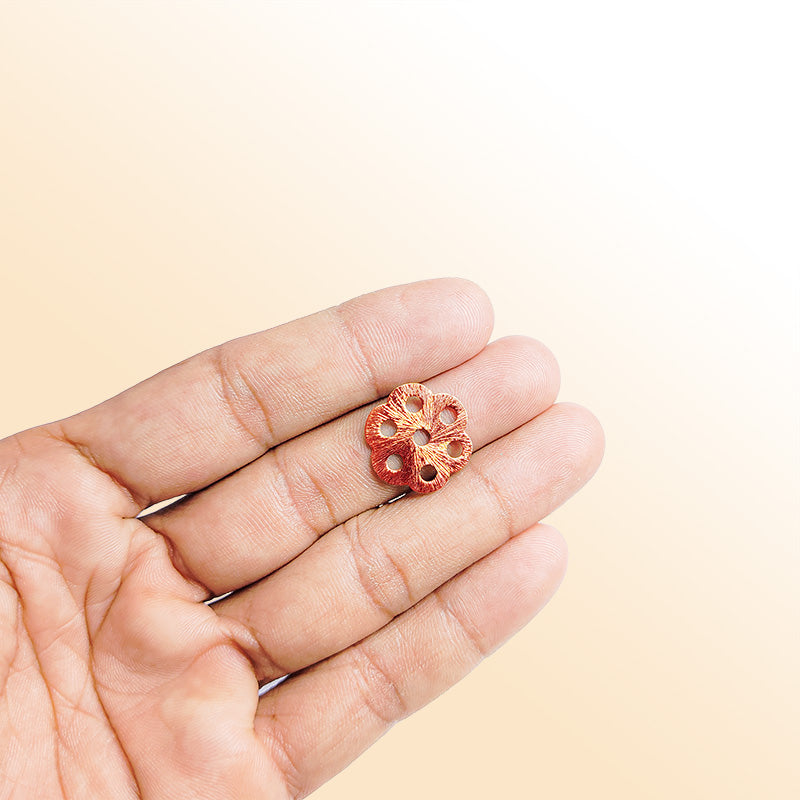 Rose gold overlay copper floral spacer handcrafted in India for retail jewelry making