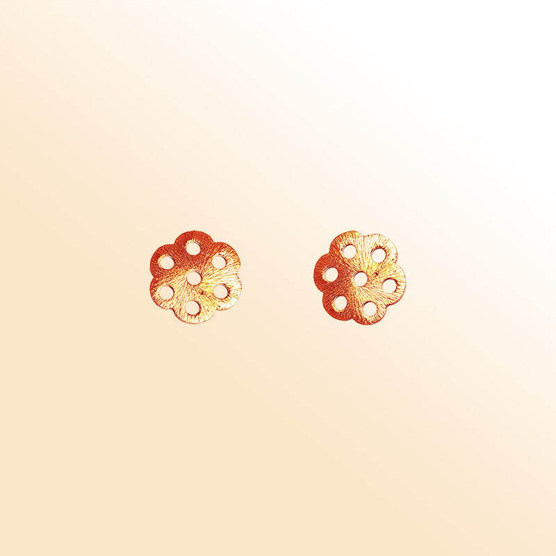 Rose gold overlay copper floral spacer handcrafted in India for retail jewelry making