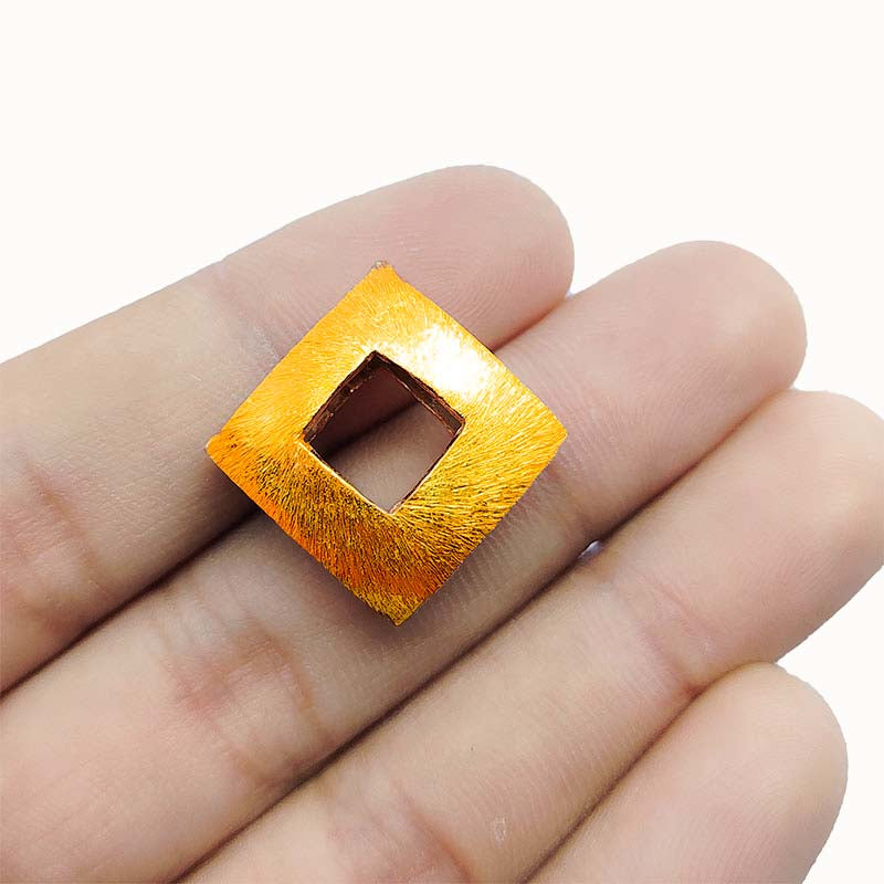 Elegant rose gold square copper accent handcrafted in India with brushed metallic finish