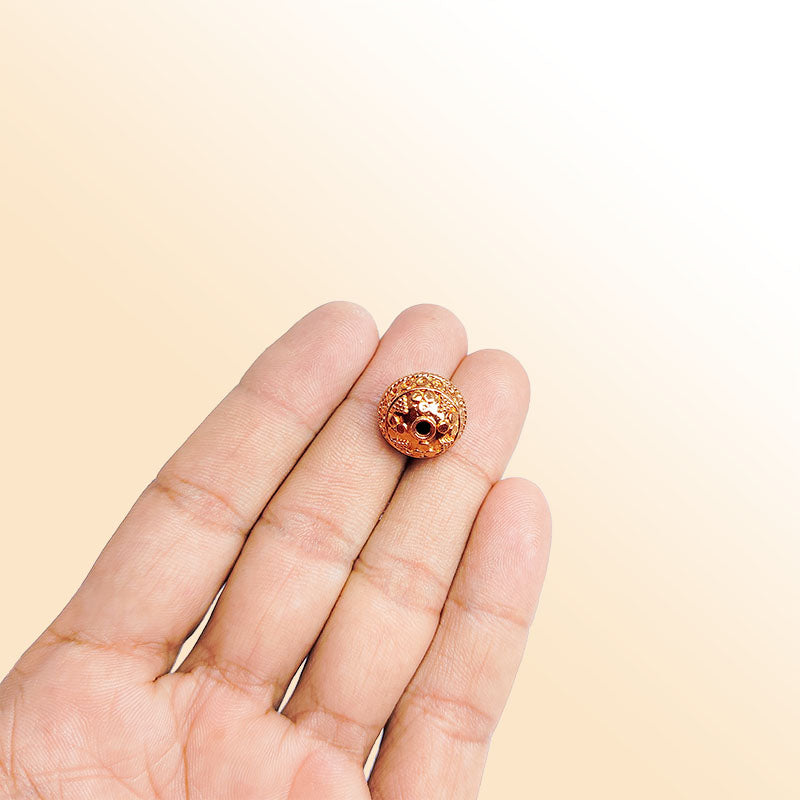 Elegant rose gold beads from India with detailed design for jewelry making