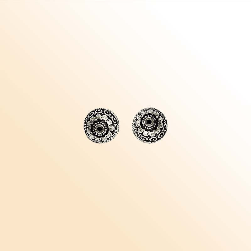 Handcrafted silver overlay granulated round bead from India with oxidized finish for retail jewelry making