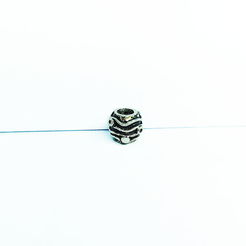 Handcrafted silver overlay bead from India with antique finish round spacer jewelry component