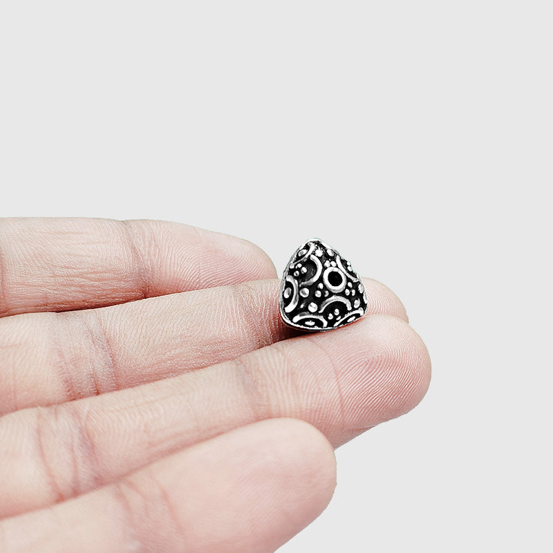 Silver overlay over copper handcrafted cone bead from India with antique finish jewelry component