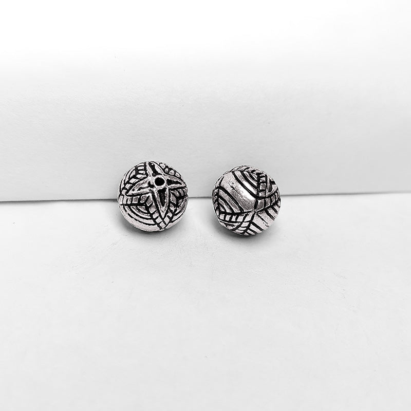 Silver overlay over copper handcrafted star design bead from India with antique finish jewelry spacer