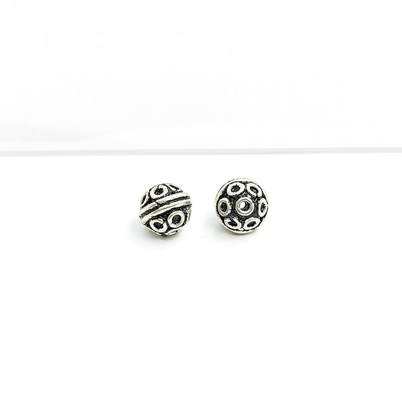 Silver overlay over copper handcrafted open circle bead from India with antique finish jewelry spacer