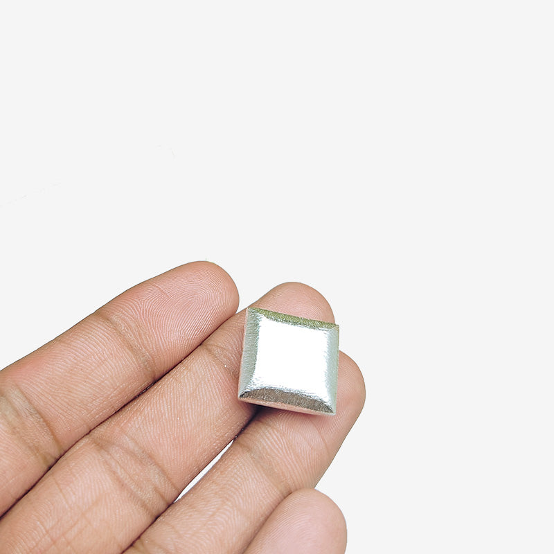 Minimal silver and copper soft square decor accent handcrafted in India with textured silver finish