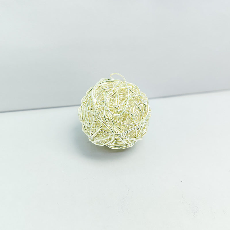 Decorative silver overlay copper wire ball handcrafted in India with polished finish for home décor